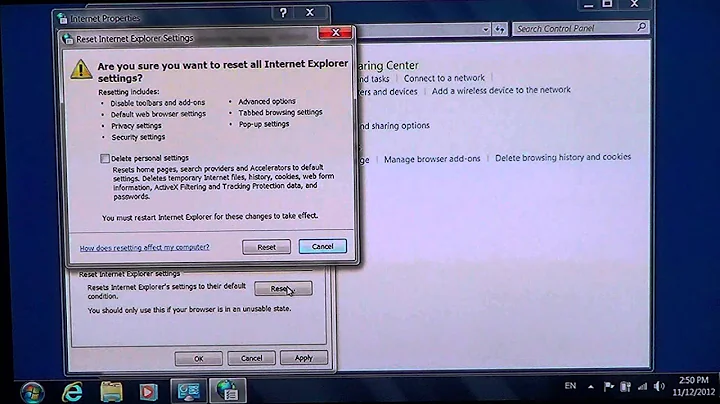Windows 7 - How to fix and reset Internet explorer