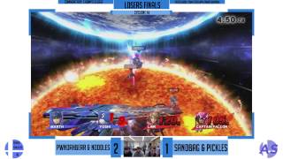 Pwndahbear & Noodles (Blue) vs Sandbag & Welfare Pickles (Red) - Smash 4 Doubles - Losers Finals