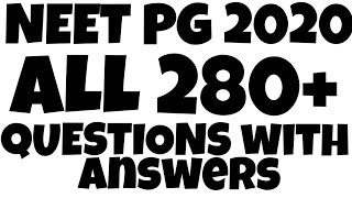 NEET- PG 2020 |ALL 280+ QUESTION WITH ANSWER |Exam Analysis| Memory based question with answer