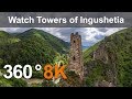 Watch Towers of Ingushetia, Russia, 360 video aerial in 8K