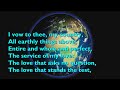 I Vow to Thee, My Country (Tune: Thaxted) [with lyrics for congregations]