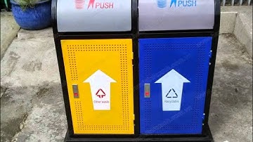 Mua, bán thùng rác ngoài trời 2 ngăn có nắp bật tiện dụng