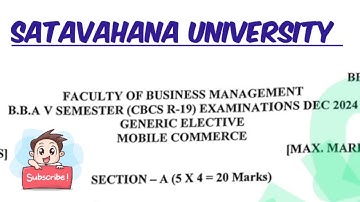 5th Sem BBA Mobile Commerce December 2024 year question paper Satavahana University||#bbadegree