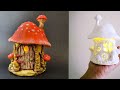 Easy Toadstool Mushroom Fairy House Jar DIY Lantern Craft Idea, Air Dry Clay Tutorial #1