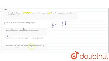 A body is thrown vertically upwards with a velocity u . Find the true statement from the followi...