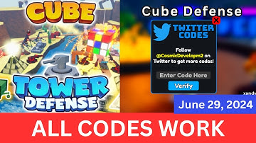 *All CODES WORK* Cube Defense ROBLOX, June 29, 2024