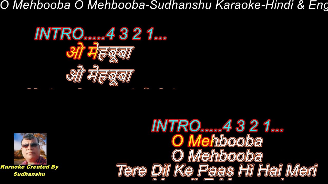 O Mehbooba Tere Dil Ke Pass Hi Karaoke with Scrolling Lyrics Hindi  English