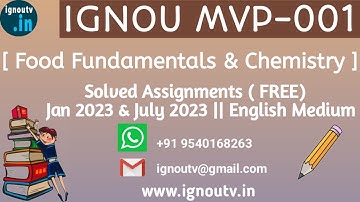 IGNOU MVP-001 Solved Assignment Jan 2023 & July 2023 [FREE] || IGNOU MSCFSQM || IGNOU TV || IGNOU ||