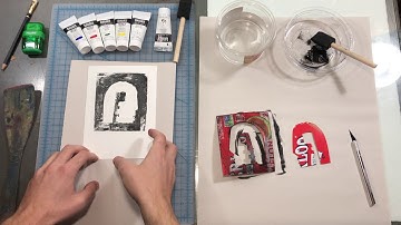 Stencil Monoprint with Acrylic Paint and Cardboard