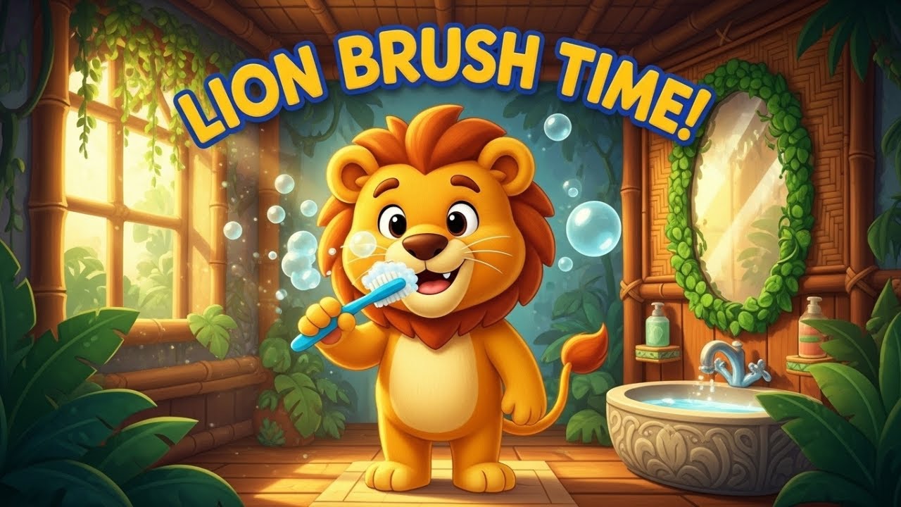 Lion Brush Time 🦁 | Brushing Teeth Song for Kids | Roary’s Morning ...