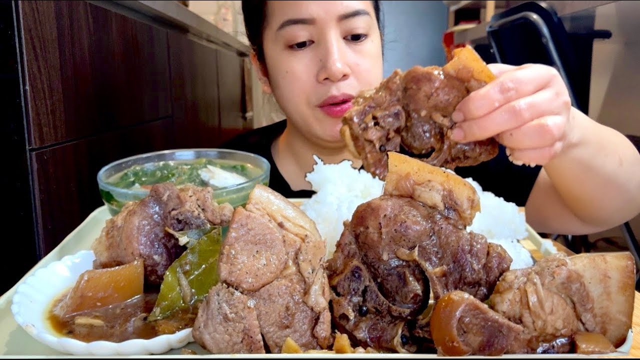 PORK ADOBO AT KINAMATISANG TILAPYA MUKBANG | LUTONG BAHAY 