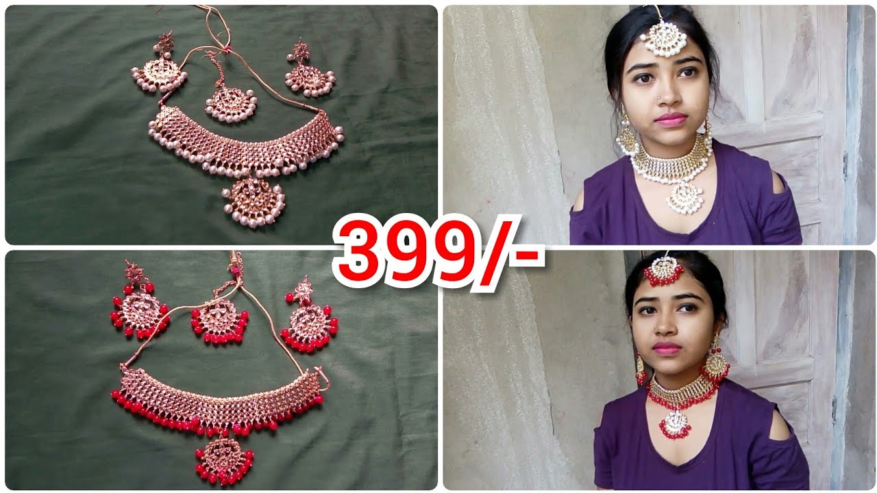 Amazon jewellery set review & unboxingI jewels kundan & pearls jewellery set reviewunder 400