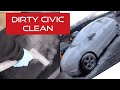 Cleaning a dirty Honda Civic ready for sale.