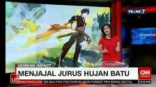 Zhongli Genshin Impact Trans 7 CNN Indonesia Usee TV Transmedia "Menjajal Jurus Hujan Batu" screenshot 4