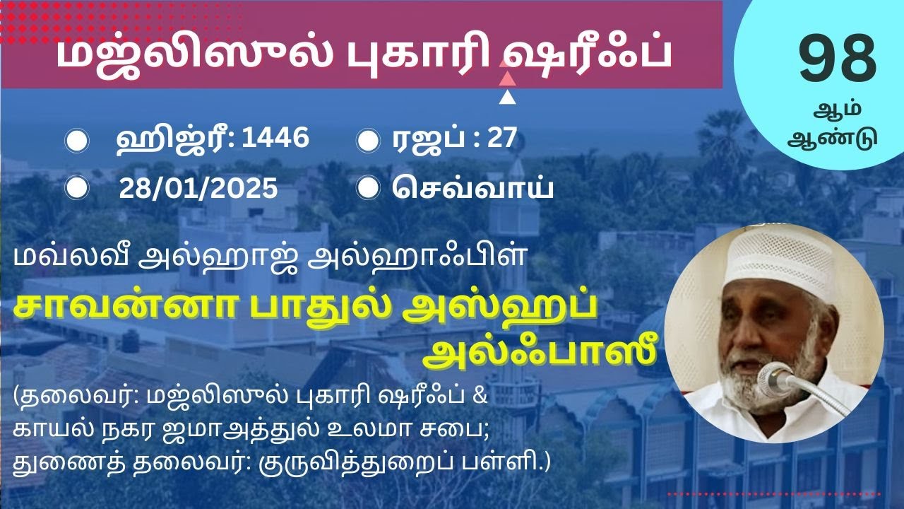 அண்ணலாரின் விண்ணுலகப் பயணம் – மவ்லவீ சாவன்னா பாதுல் அஸ்ஹப் அல்ஃபாஸீ
