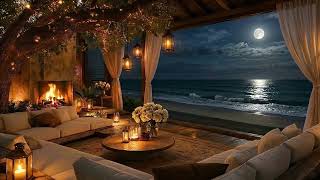 Moonlit Seaside Firelight ππ₯ Gentle Ocean Waves & Crackling Flames for Deep Sleep and Relaxation