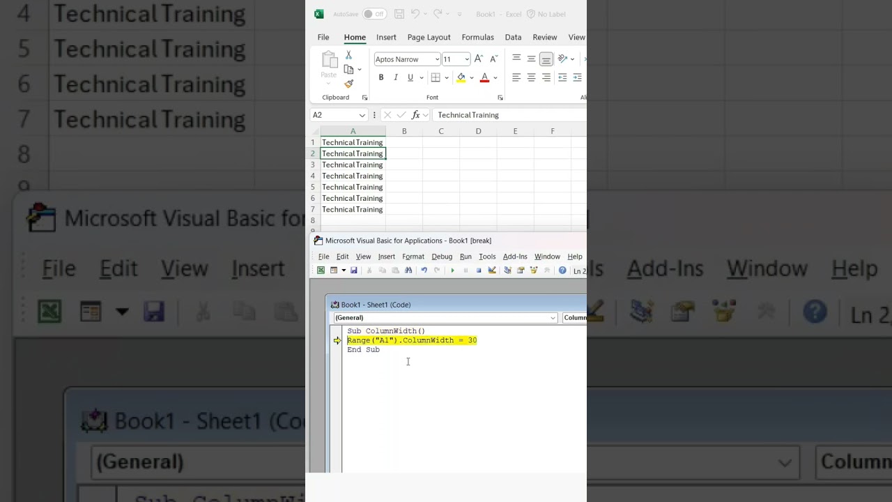 Increase Column Width Using MS Excel VBA 