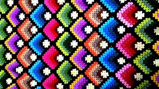 Crochet square to make baby blanket crochet bedspread كروشيه مربع جرانى لعمل مفرش سرير بطانية بيبى