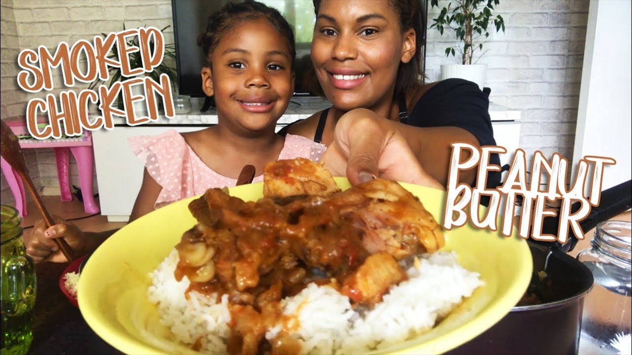 SMOKED CHICKEN + PEANUT BUTTER SAUCE MUKBANG 🇬🇦┃en vrai ce plat c'est le feu