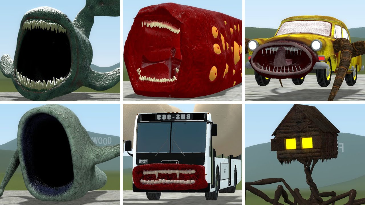 THE BLOOP, TRAIN EATER, CAR EATER, SEA EATER, HOUSE HEAD VS ALL TREVOR HENDERSON BATTLE In GMOD!