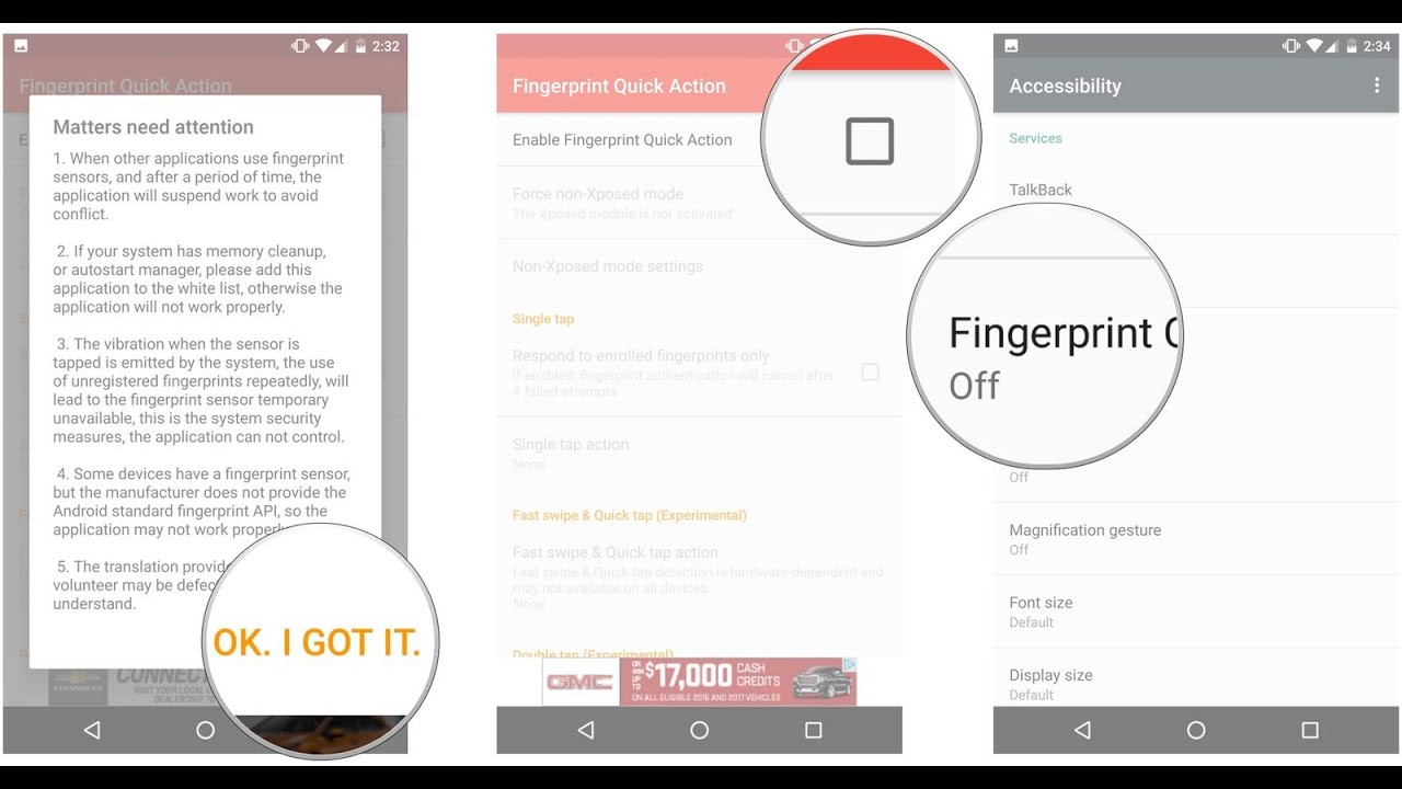 Как добавить быстрое действие в Fingerprint на Android