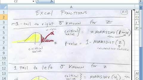 Excel Statistics 90: NORMSINV for Critical Value NORMSDIST for P-value 6 examples