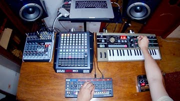 Korg Volca Beats + Microkorg mk1 + Roland JU-06A + Ableton live +Akai APC20 session #10