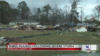 Three people hospitalized following severe Grenada County storm