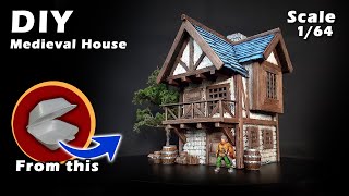 Making miniature Medieval house from recycle stryrofoam