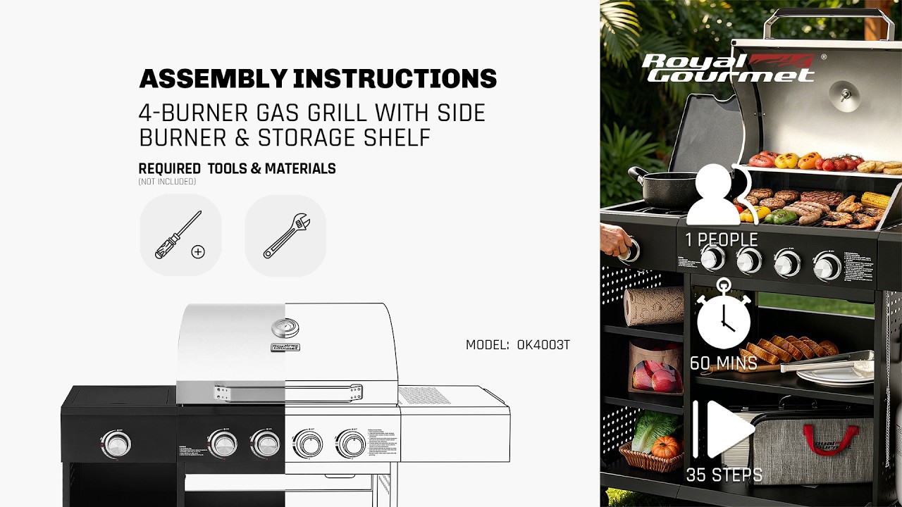 Royal Gourmet®OK4003T 4-BURNER GAS GRILL WITH SIDE BURNER