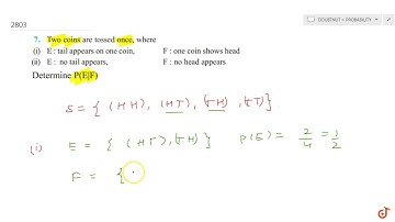 Determine `P (E|F)` in : Two coins are tossed once, where (i) E: tail appears on one coin, F : o...