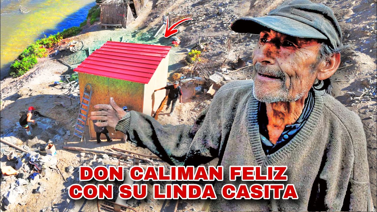 CONSTRUIMOS una LINDA CASITA para Don CALIMAN y esta fue REACCIÓN - Vive SOLO en una CASA de CAÑAS