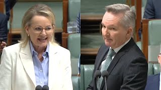 Chris Bowen struggles to defend COP position following attack from Sussan Ley