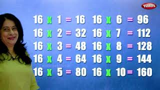 Table of 16 in English | 16 Table | Multiplication Tables English | Learning Video | Pebbles Rhymes