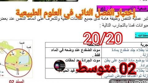 إختبار الفصل الثاني في العلوم الطبيعية السنة الثانية متوسط 2025