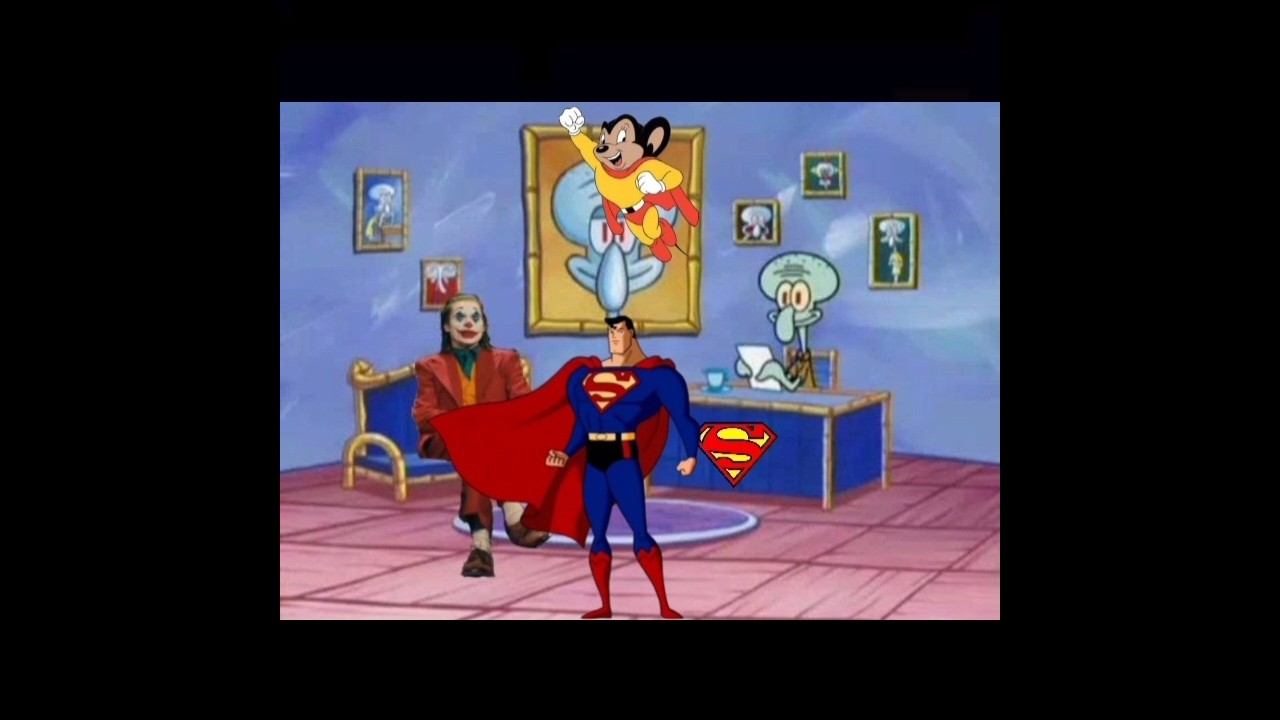 Superman vs Mighty Mouse on The Joker and Squidward Chat Show #shorts #superman #mightymouse