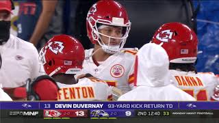 Devin Duvernay 93 Yard Kick Return-TD | Chiefs vs. Ravens | NFL