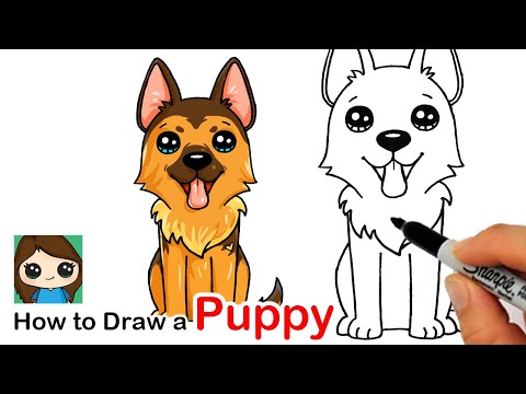 How to Draw a German Shepherd Puppy Easy