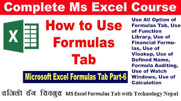 MS Excel Formulas Tab function Library Uses Video  Part   7 Microsoft Excel Formula Tab All Opt