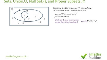 Sets, Union, Null Set, and Proper Subset Part 2