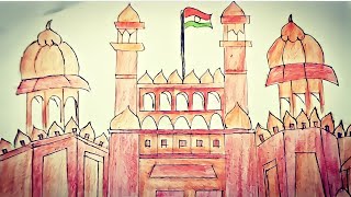 Red fort drawing /how to draw Red fort drawing/simple and easy