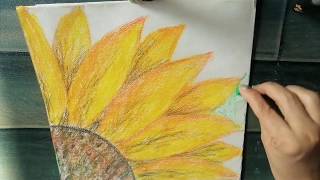 sunflower drawing easy flower crayons draw