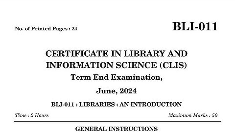 bli 011 previous year question paper June 2024 | CLIS bli011 previous year question paper june 2024