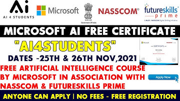 Microsoft Free Certificate | AI4Students -Artificial Intelligence Free Course | Win Exciting Prizes