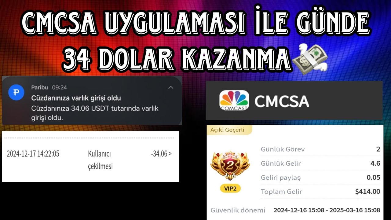 DEME DURDU CMCSA UYGULAMASI LE G NDE 34 DOLAR KAZANMA PARA EK M Maxresdefault