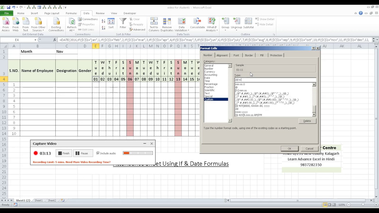 Attendance Sheet If Formula Demo YouTube