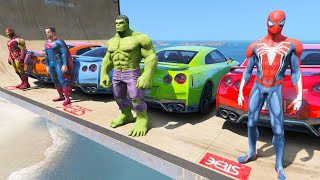 Spiderman Cars with Friends - Dangerous Burning Bomb Mines - Ramp Challenge screenshot 3