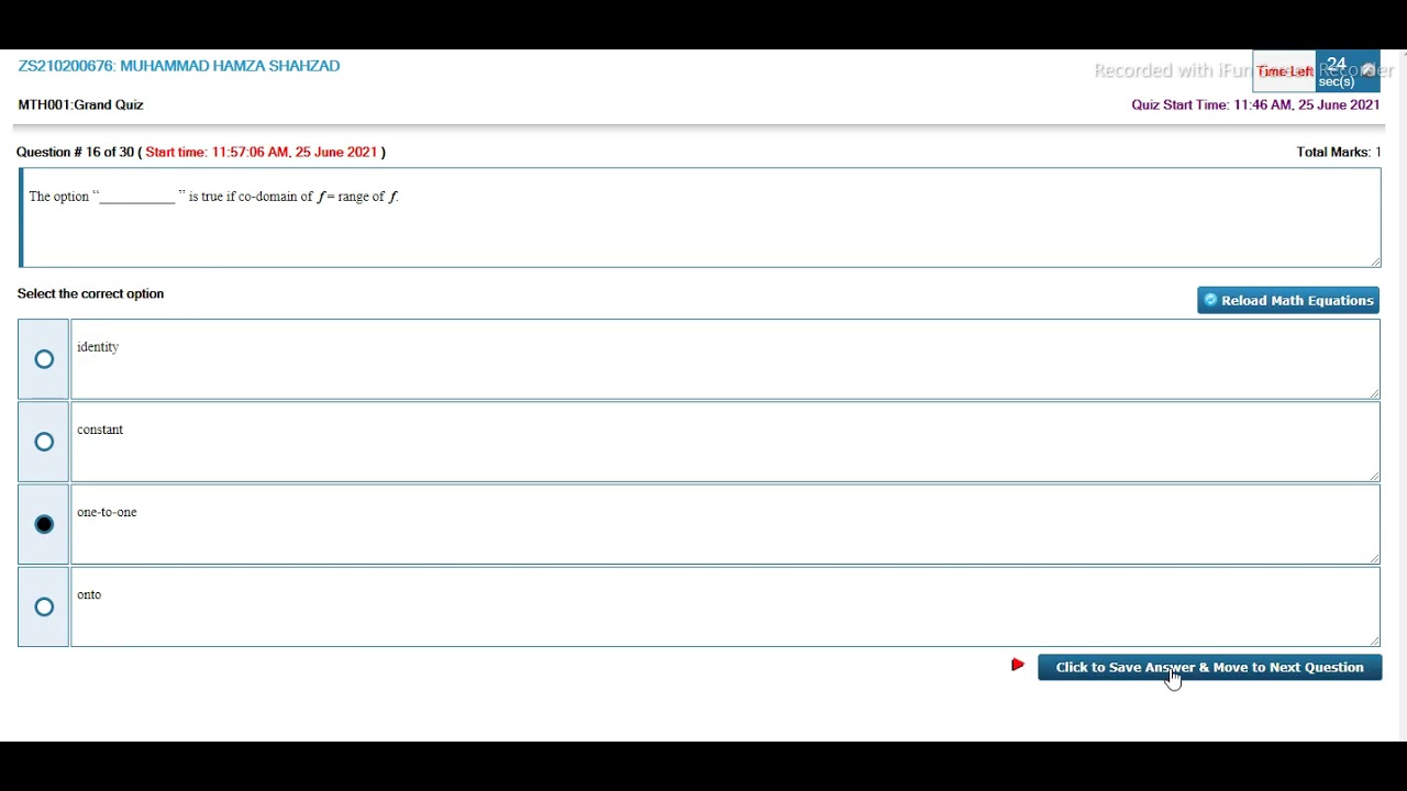 MTH001 Grand Quiz | Spring 2021 | Eman Institute of computer skills