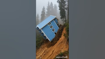 AI Generated Landslide Simulation | House Collapse Animation | MMR AI STUDIO #Shorts