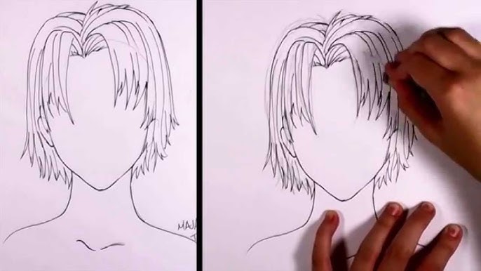 How to Draw a Manga Boy with Parted Hair (Front View)